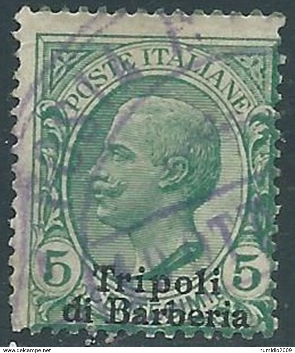 1909 LEVANTE TRIPOLI DI BARBERA USATO EFFIGIE 5 CENT - RF18-6 - Oficinas Europeas Y Asiáticas