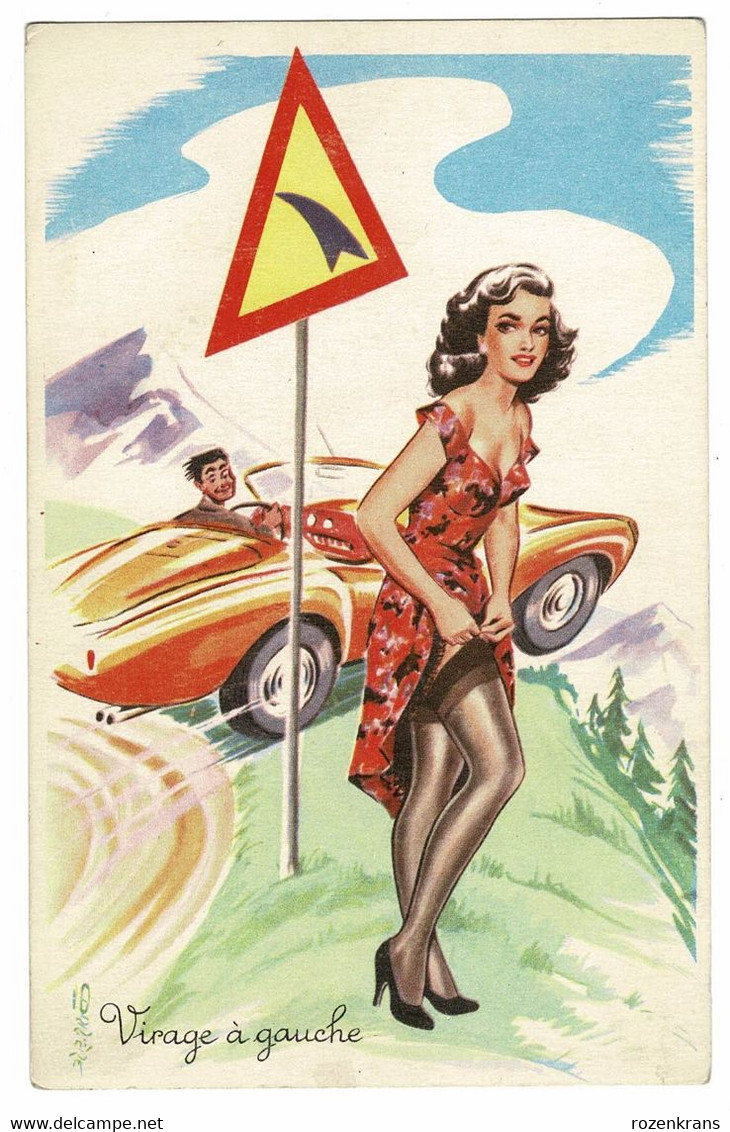 CPA Illustrator Illustrateur Humour Louis Carrière Automobile Auto Pin Up Lady Girl Bas Porte-Jarretelles Coquine - Carrière, Louis