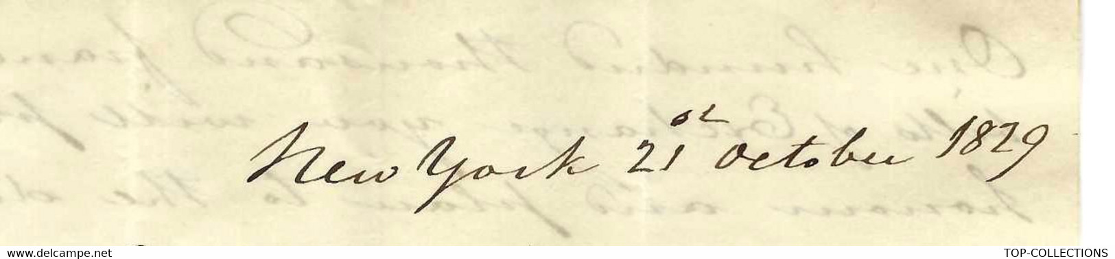 1829 LETTRE Sign. J.Winslow Banque Bank à New York Pour Thuret Banque Paris Cite Fisch Grinenel Cy  ARMARTEURS V.SCANS + - Stati Uniti