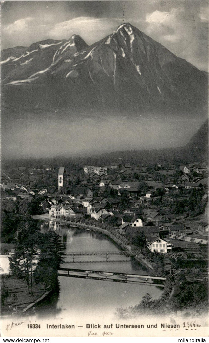 Interlaken - Blick Auf Unterseen Und Niesen (19334) * 8. 9. 1910 - Unterseen