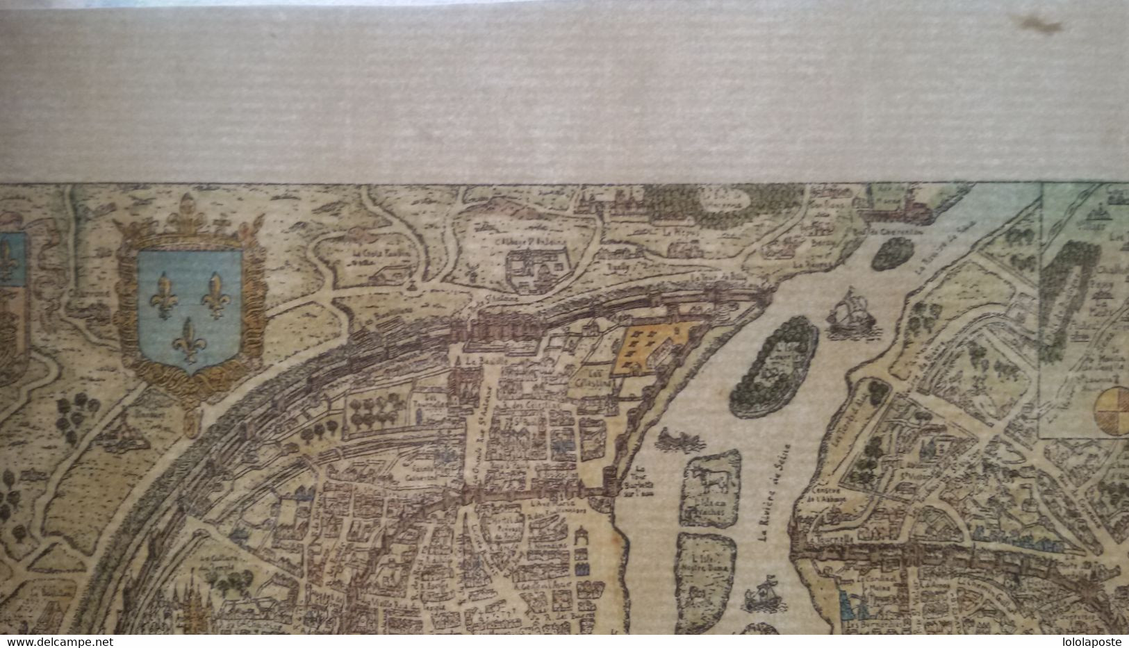 Vieux Document D'un Plan De Paris En 1548 (193X160 Mm) Sur Feuille Quadrillée, Trame Horizontale (273X206 Mm) - 4 Photos - Autres Plans