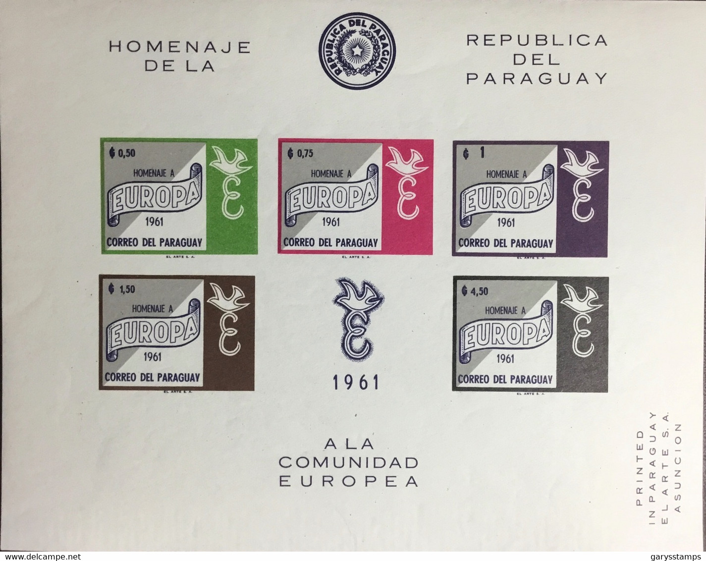 Paraguay 1961 Europa IMPERF Minisheet MNH - Paraguay