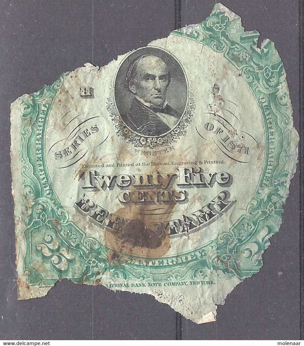 Verenigde Staten Fragment Van Een Zegel Of Bankbiljet Uit 1871 (7448) - Autres & Non Classés