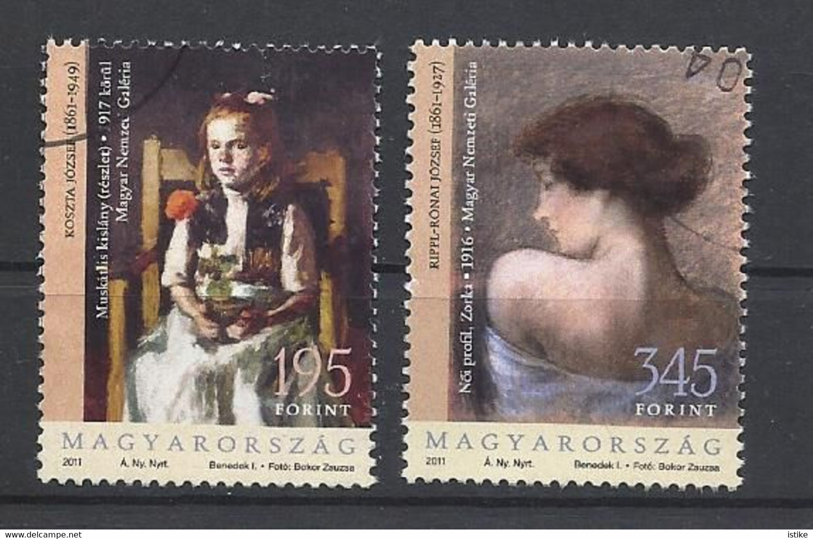 Hungary, Paintings, Rippl-Ronai Jozsef - Zorka, Koszta Jozsef - Girl With Pelargonium, 2011 - Used Stamps