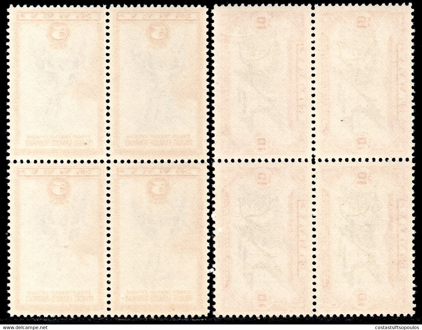 938.GREECE,1933 AEROESPRESSO.# 8-14 MNH BLOCKS OF 4.  (50 DR.LIGHT BLEMISH AT UPPER RIGHT CORNER) - Unused Stamps