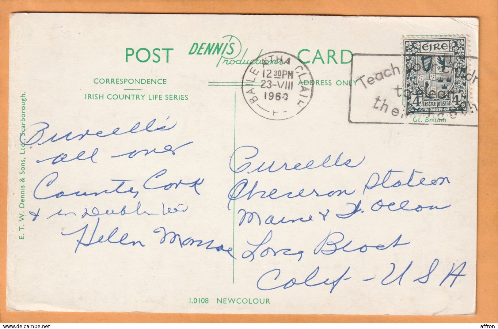 Ireland Old Postcard Mailed - Briefe U. Dokumente