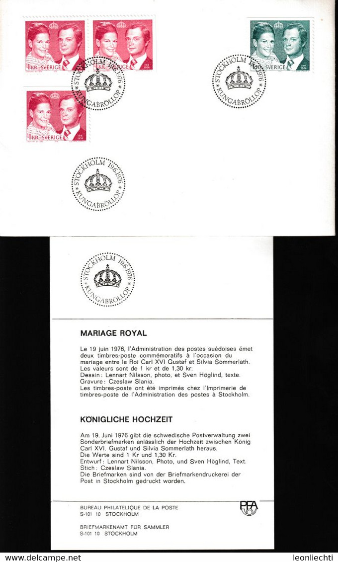 1976 Schweden Königspaar: Hochzeit Von Carl Gustaf Und Silvia Von Schweden Am 16.9.1976 - Cartas & Documentos