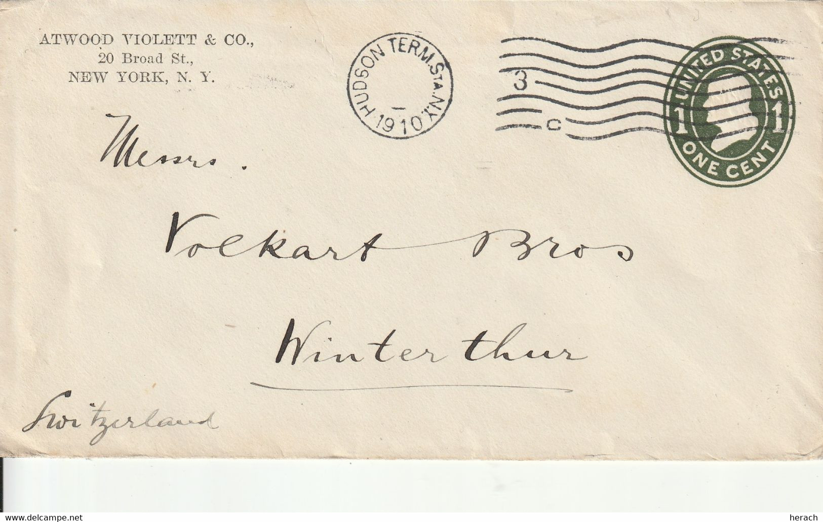 Etats Unis Entier Postal Privé Pour L'Allemagne 1910 - 1901-20