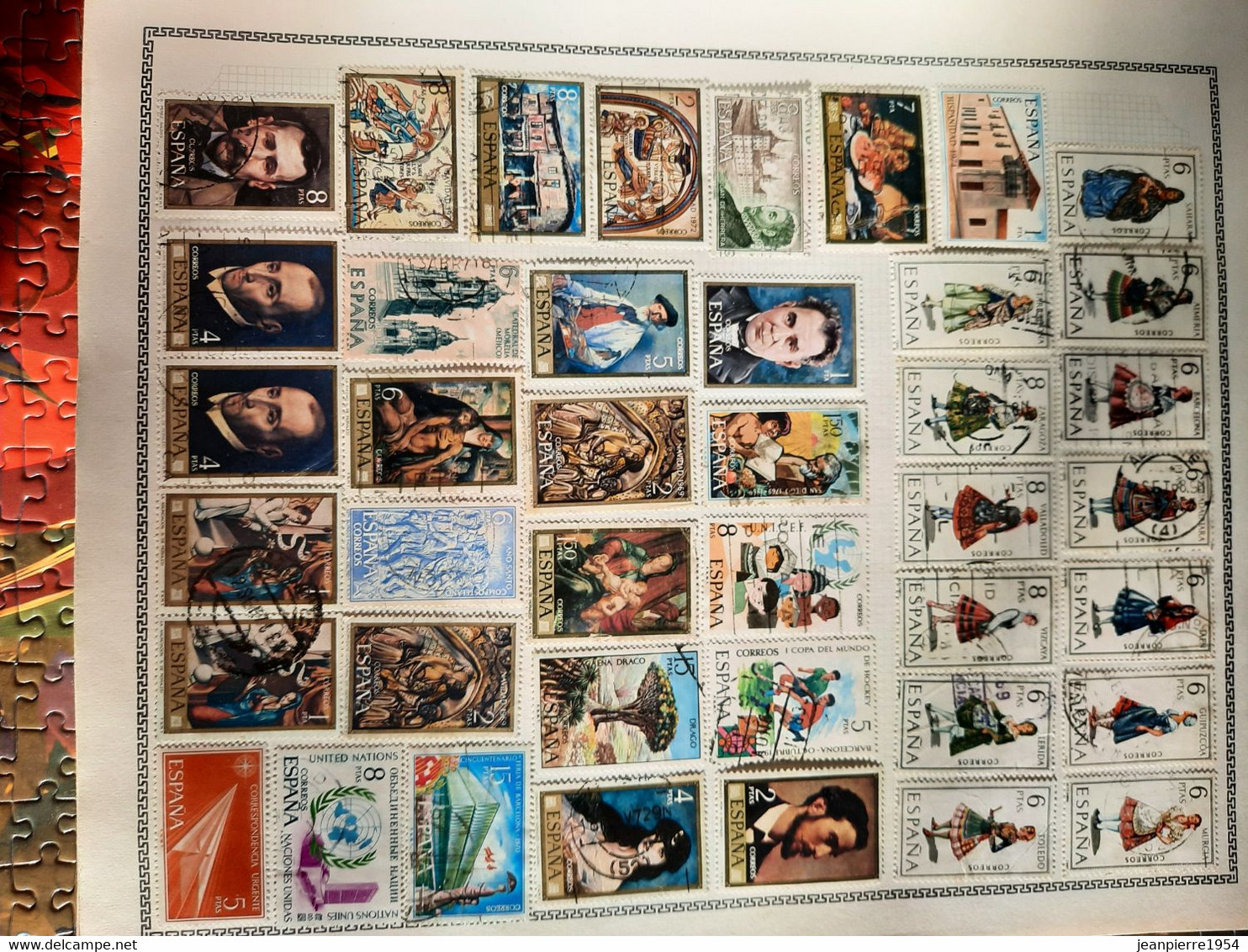 album de timbres du monde obliteres sur feuille avec des timbres des colonies française