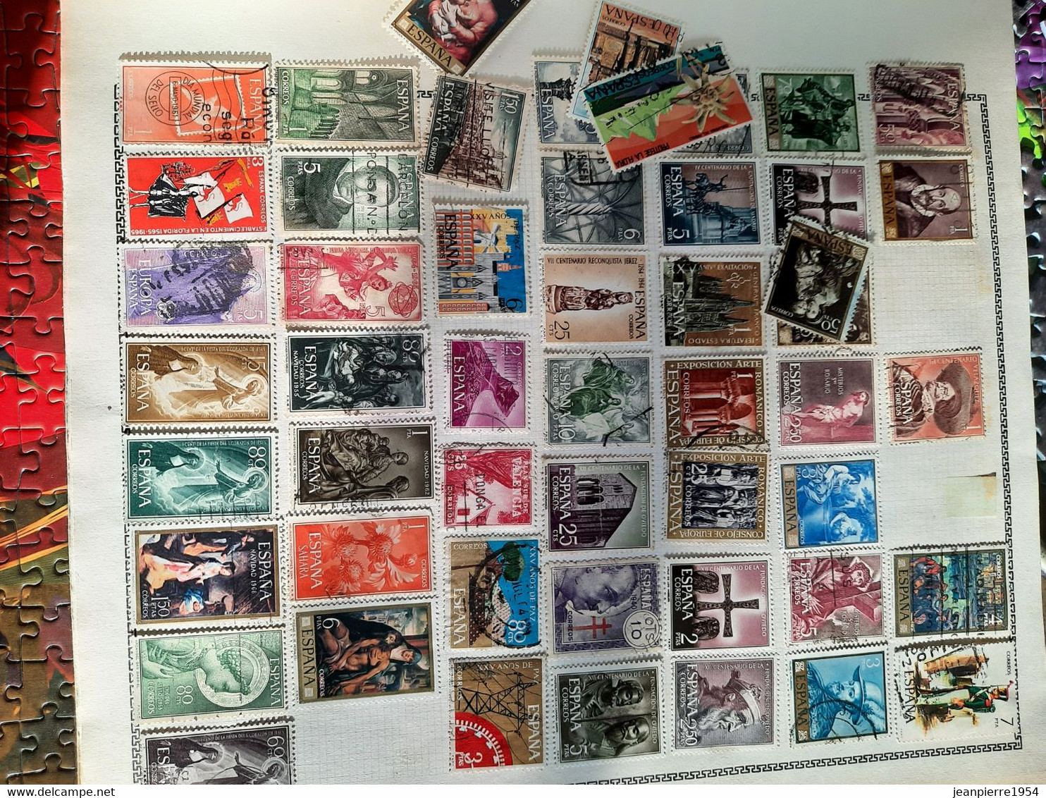 album de timbres du monde obliteres sur feuille avec des timbres des colonies française