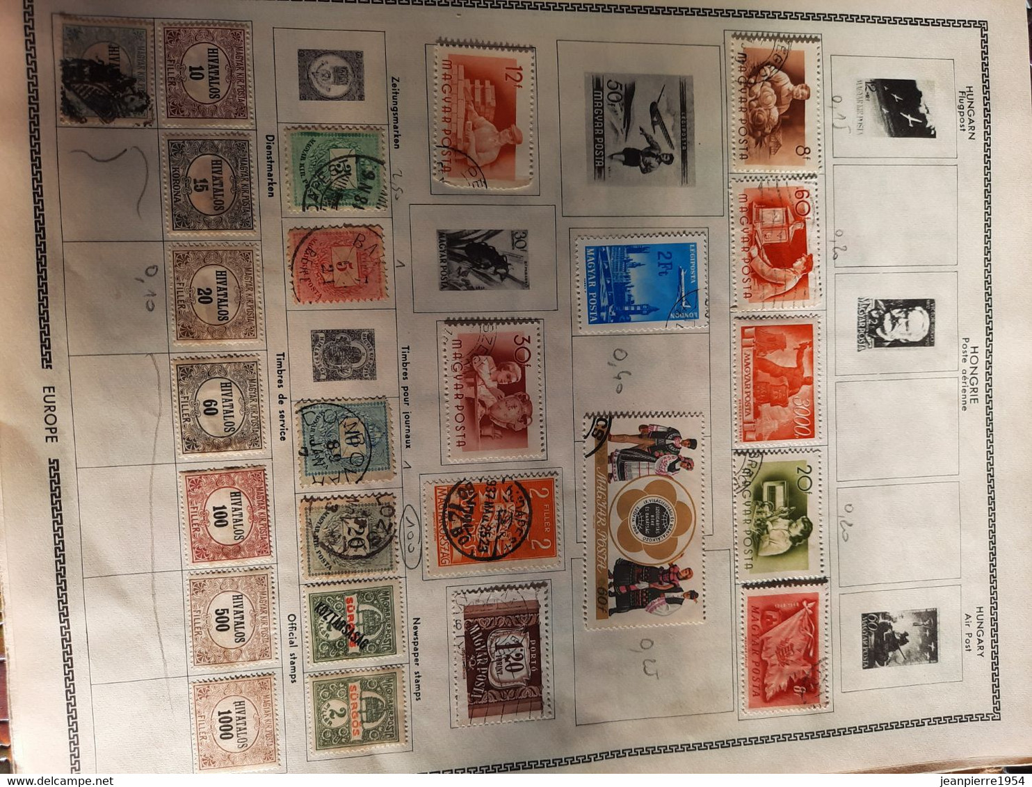 album de timbres du monde obliteres sur feuille avec des timbres des colonies française