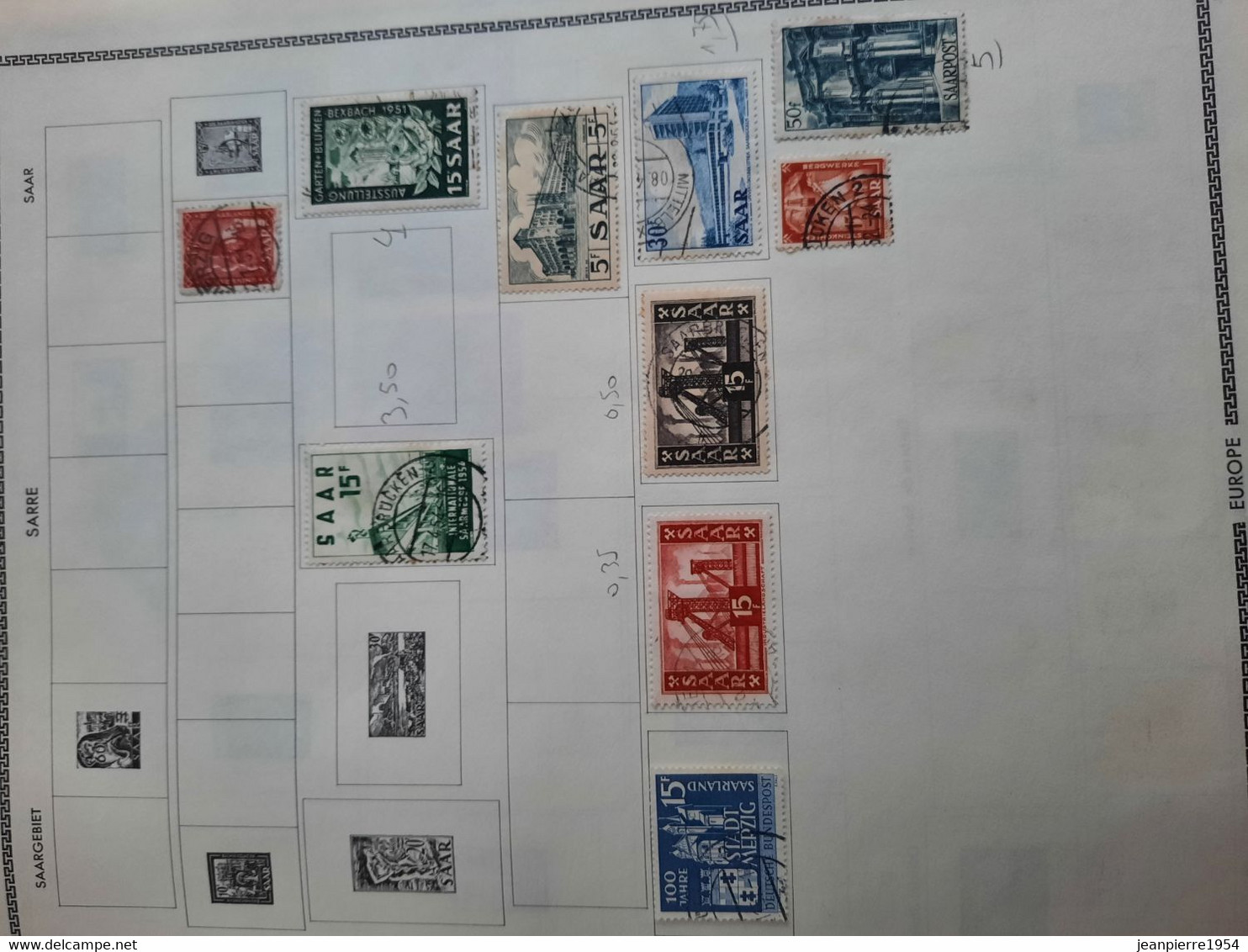 album de timbres du monde obliteres sur feuille avec des timbres des colonies française