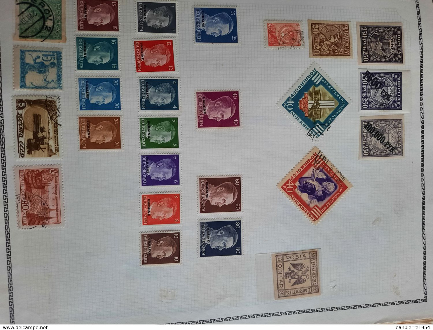 album de timbres du monde obliteres sur feuille avec des timbres des colonies française