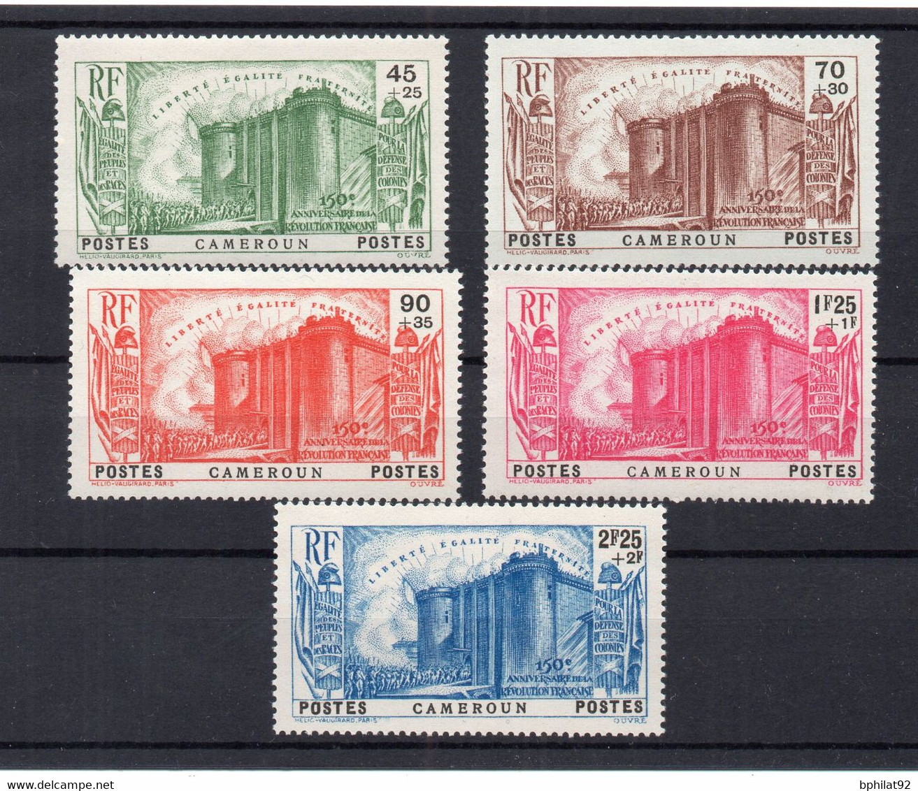 !!! PRIX FIXE : CAMEROUN, SERIE BASTILLE N°192/196 NEUVE ** N°192 VARIETE FAISCEAU TRONQUE - Ongebruikt