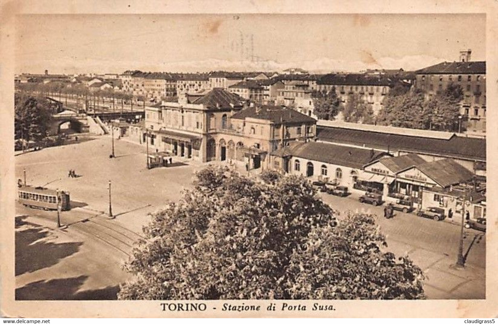 3223" TORINO - STAZIONE DI PORTA SUSA " ANIMATA TRAM AUTO ANNI 1941 - Stazione Porta Nuova