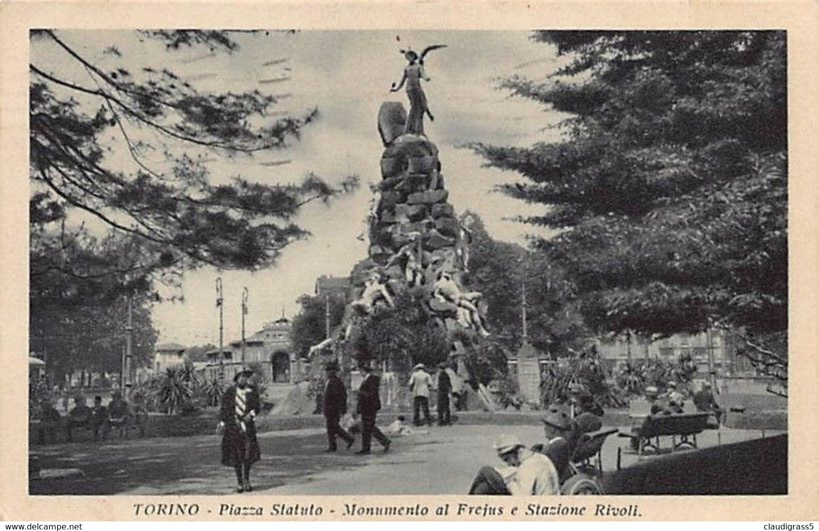 3224" TORINO - PIAZZA STATUTO -STAZIONE TRAMVIARIA RIVOLI - MONUMENTO AL FREJUS " ANNI 1935 - Places & Squares