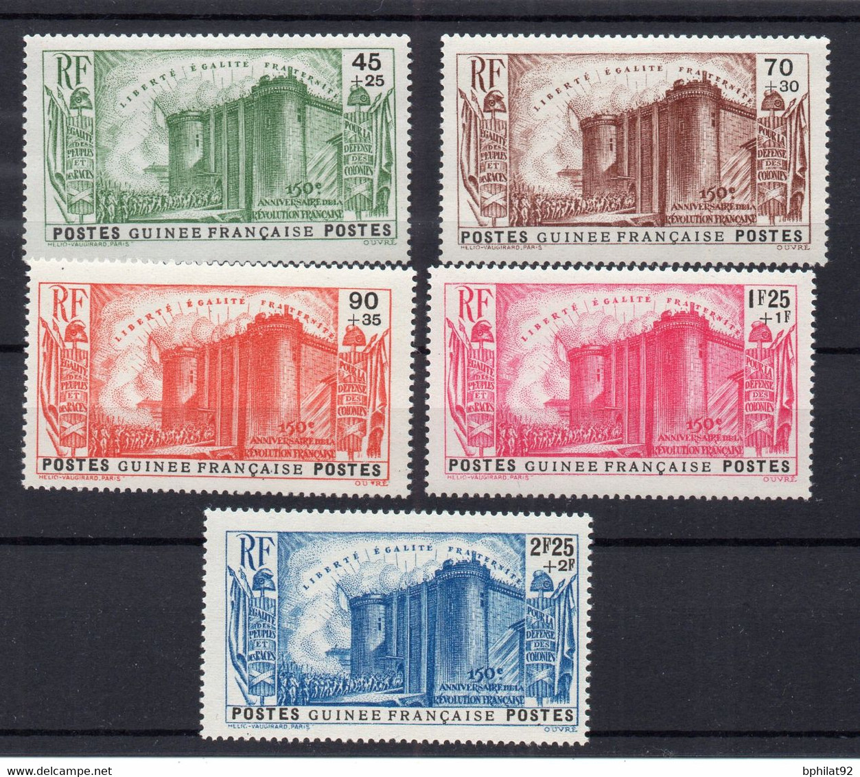 !!! GUINEE, SERIE BASTILLE N°153/156 NEUVE **, N°155 AVEC FAISCEAU TRONQUE - Ongebruikt