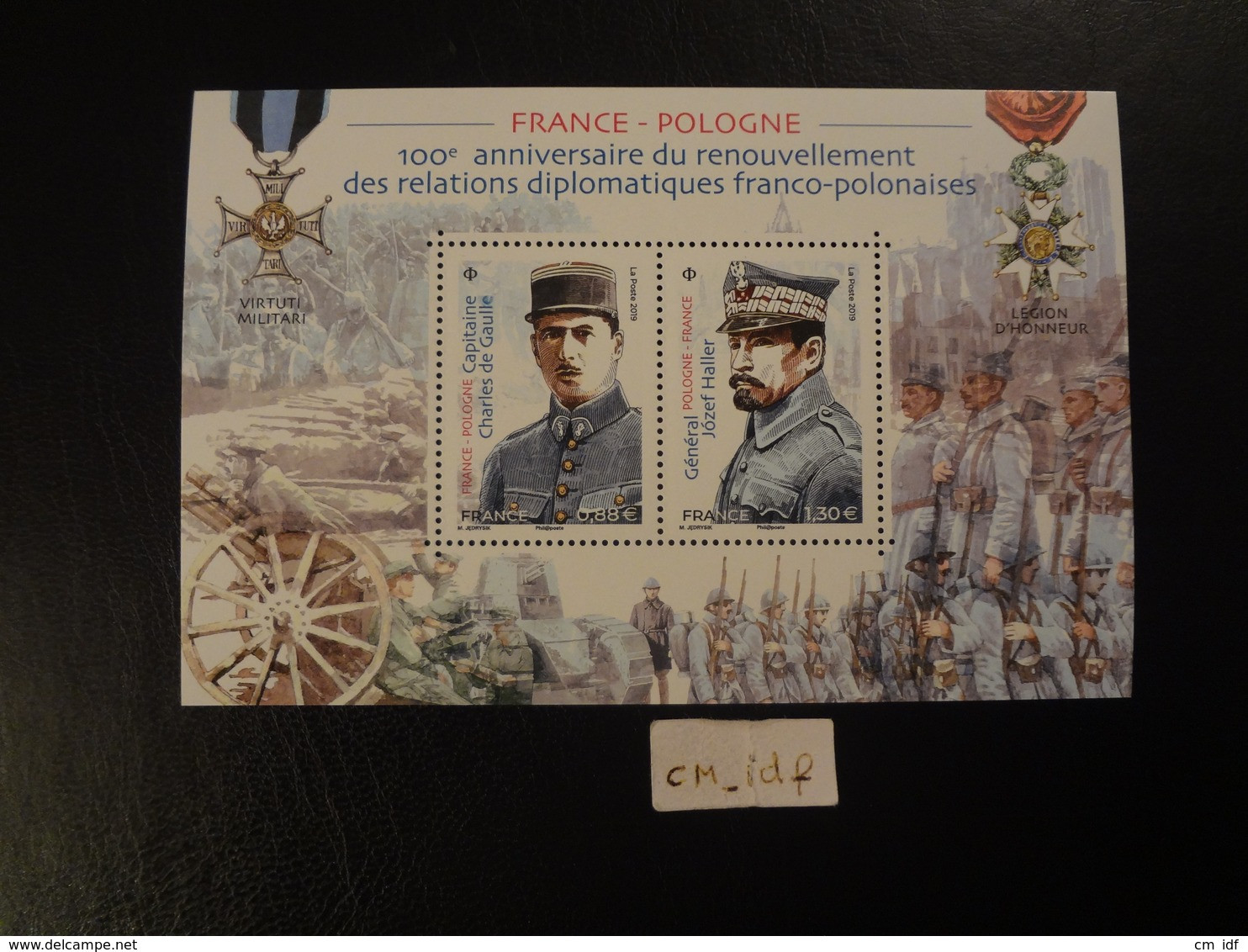 FRANCE 2019 BLOC FEUILLET " FRANCE - POLOGNE  " 0,88 CAPITAINE CHARLES DE GAULLE  1,30 GÉNÉRAL JOZEF HALLER ,  Neuf** - Mint/Hinged