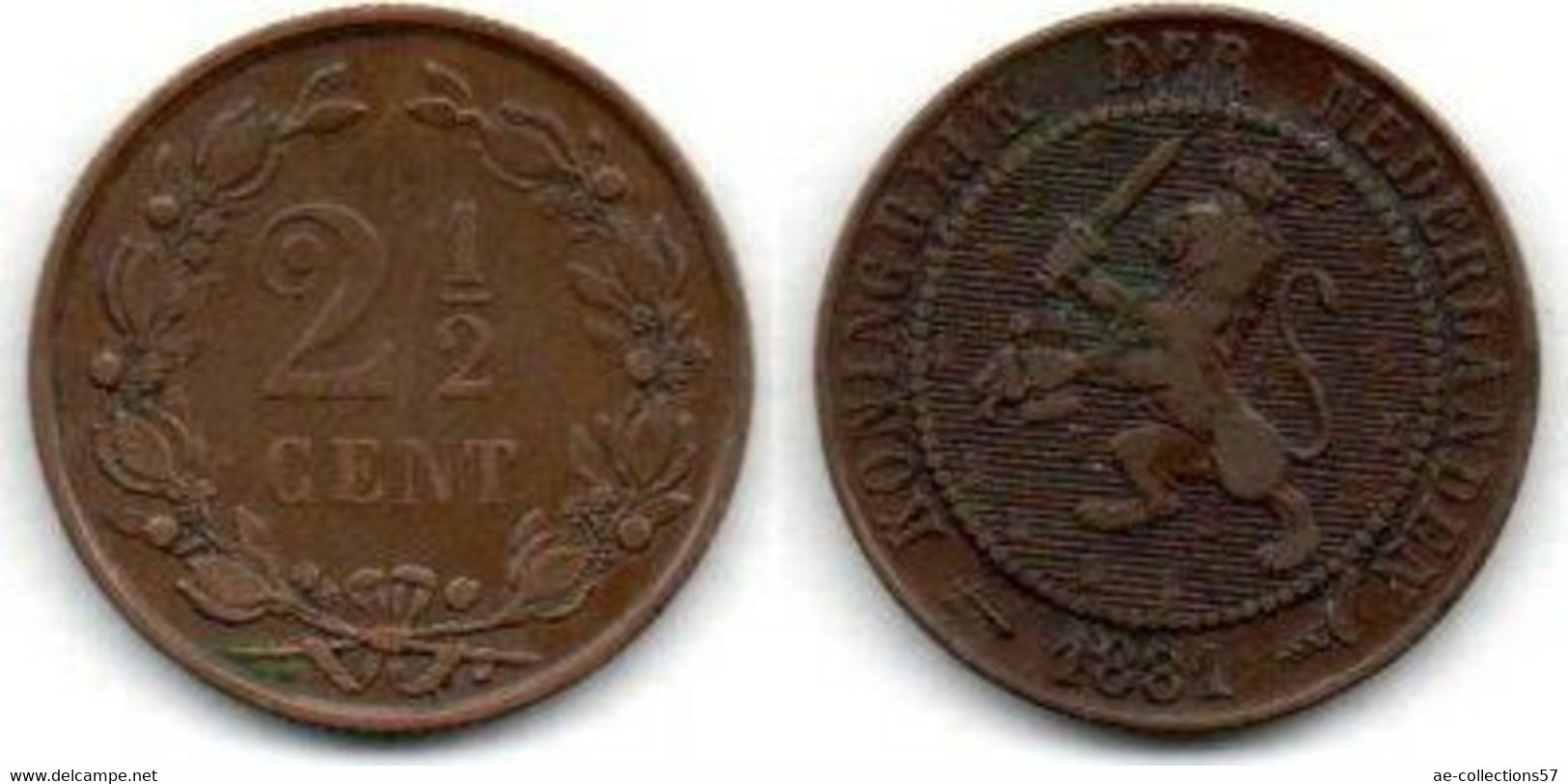 Pays Bas -  2.5 Cents 1881 TB+ - 1849-1890 : Willem III