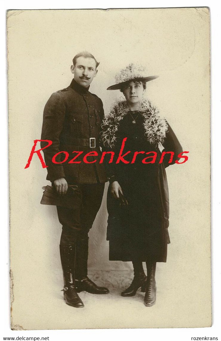 Foto Soldaat Uniform Old Photo Ancienne Portrait Soldat Soldier Begische Soldaat Armee Belge Amour Couple Romance - Personas Anónimos