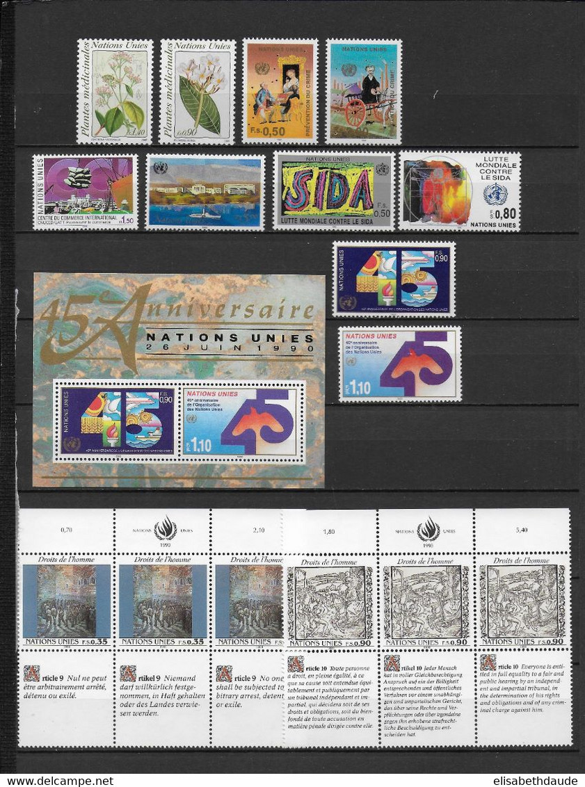 NATIONS UNIES / ONU - GENEVE - ANNEE COMPLETE 1990 ** MNH - COTE = 41.35 EUR - Ungebraucht