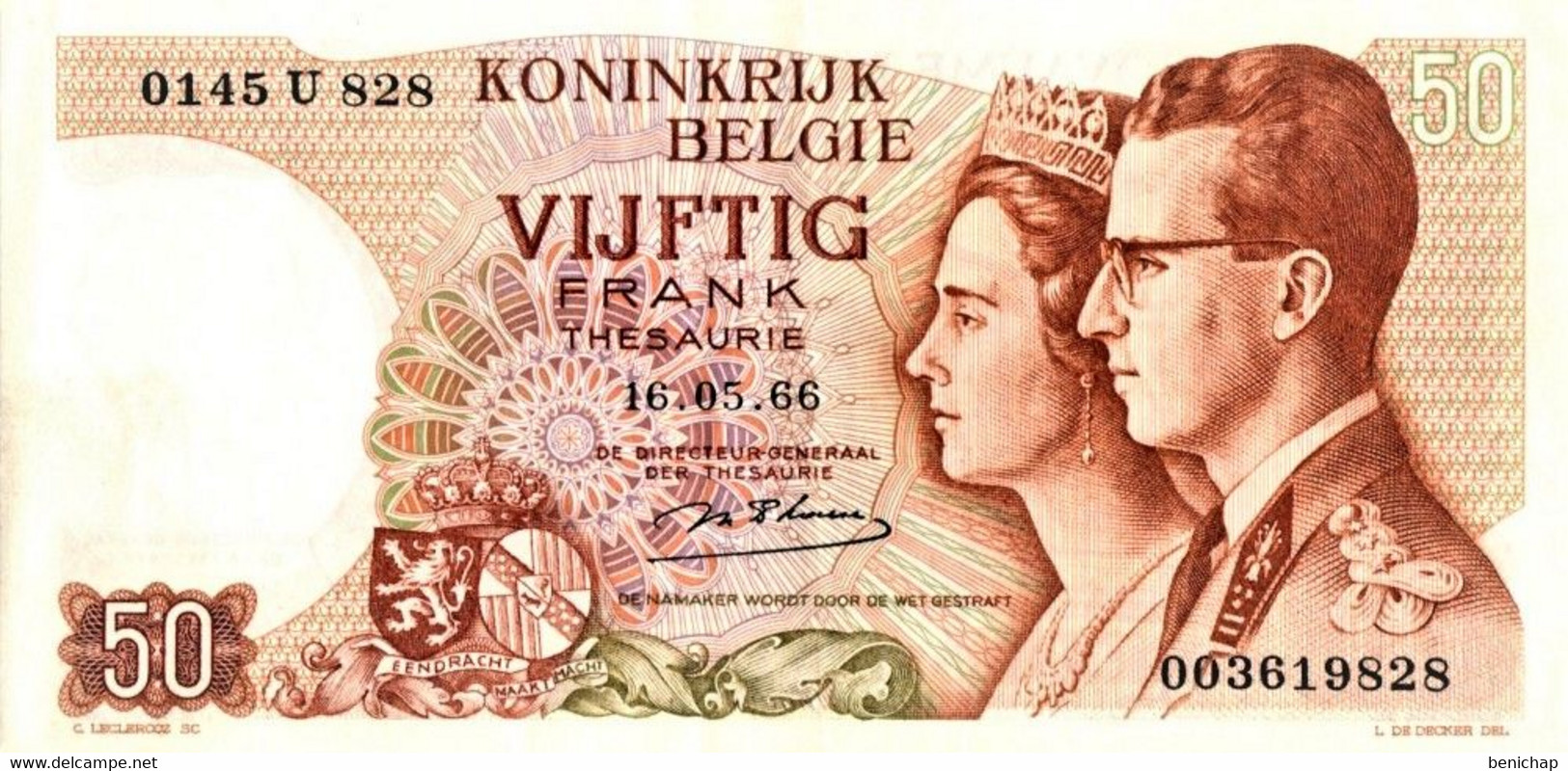 50 Francs - Frank 16.05.66 - Belgique - Belgïe - Roi Baudouin & Fabiola - UNC. - 50 Franchi