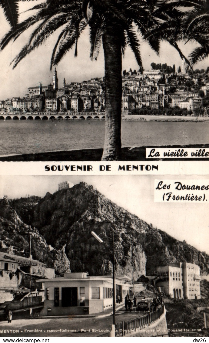 Souvenir De Menton - Multivues (La Vieille Ville, Les Douanes, Frontière) Edition L. Larcan - Souvenir De...