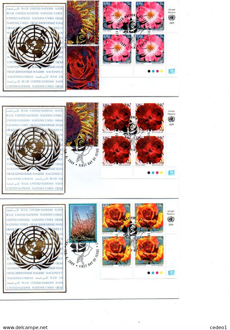 FLEURS 2009      3 X  ENVELOPPES  1er JOUR - Covers & Documents