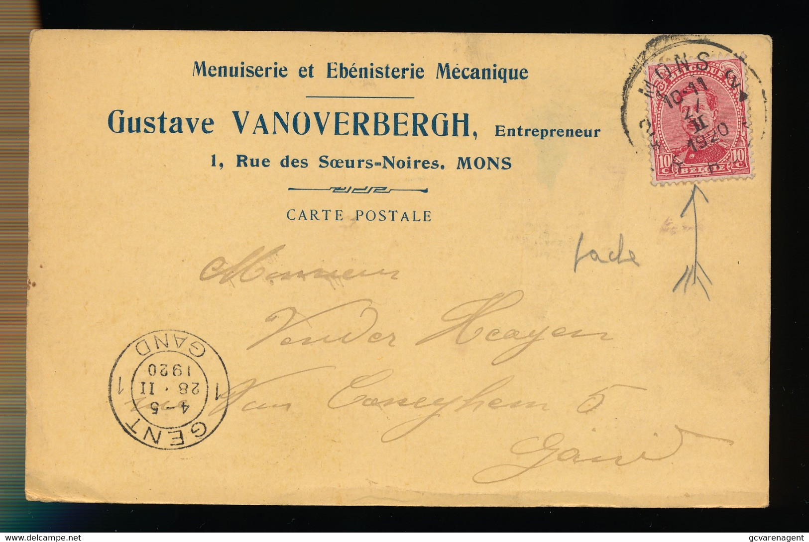 BRIEFKAART  1920  PUNTEN IN DE E VAN BELGIE   2 SCANS - Zonder Classificatie