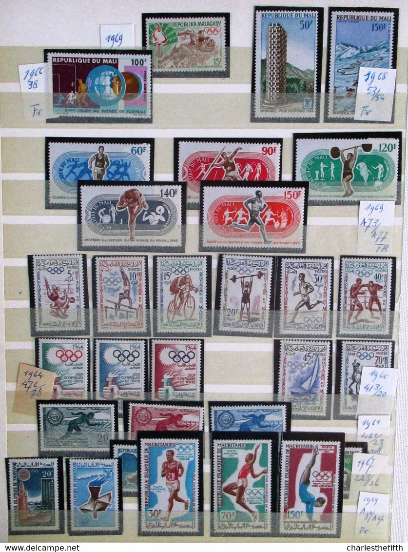 WORLD 1952/1976 - SUPERB LOT OF MINT STAMPS * OLYMPIC GAMES AND SPORT OF DIFFERENT COUNTRIES * 535 STAMPS - 25 BLOCS !! - Autres & Non Classés