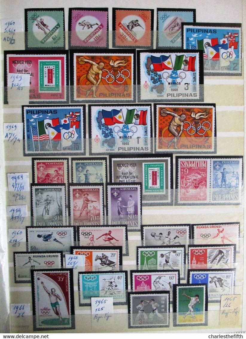 WORLD 1952/1976 - SUPERB LOT OF MINT STAMPS * OLYMPIC GAMES AND SPORT OF DIFFERENT COUNTRIES * 535 STAMPS - 25 BLOCS !!