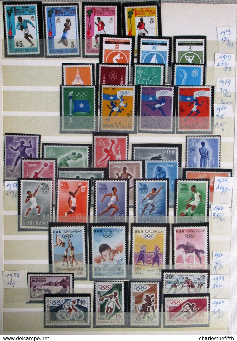 WORLD 1952/1976 - SUPERB LOT OF MINT STAMPS * OLYMPIC GAMES AND SPORT OF DIFFERENT COUNTRIES * 535 STAMPS - 25 BLOCS !!