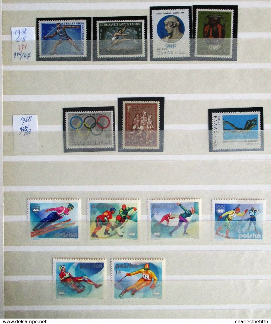 WORLD 1952/1976 - SUPERB LOT OF MINT STAMPS * OLYMPIC GAMES AND SPORT OF DIFFERENT COUNTRIES * 535 STAMPS - 25 BLOCS !!