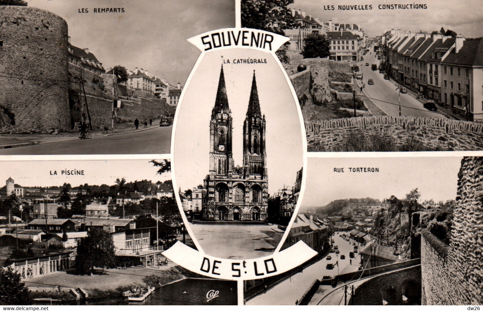 Souvenir De St Saint-Lo (Manche) Multivues - Remparts, Piscine, Cathédrale, Rue Torteron - Carte CAP N° 1697 - Souvenir De...