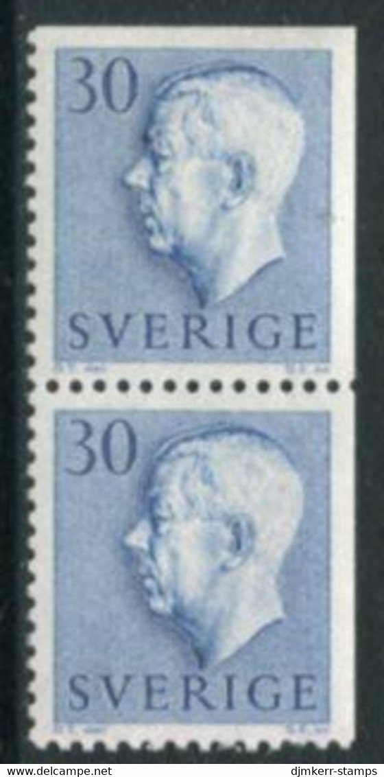 SWEDEN 1957 King Gustav VI Adolf 30 Öre Pair Imperforate At Right MNH / **  Michel 427 Ero/Dr - Unused Stamps
