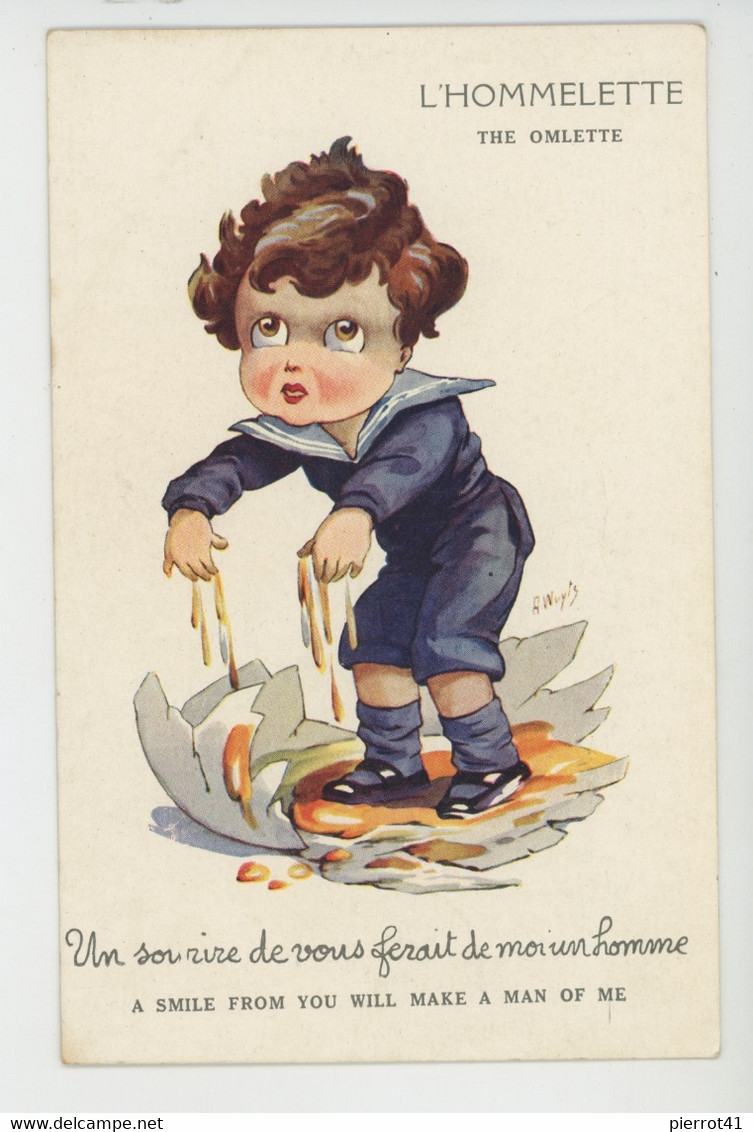 ENFANTS - Jolie Carte Fantaisie Petit Garçon & Oeuf "L"HOMMELETTE "A Smile From You Will Make A Man Of Me - Signée WUYTS - Wuyts