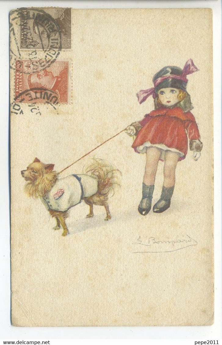 CPA  Illustrateur BOMPARD - Fillette Avec Chien En Laisse - Bompard, S.