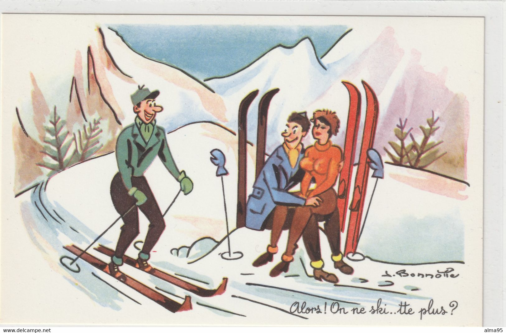 CPSM - ILLUSTRATEUR - J. BONNOTTE - Alors! On Ne Se Ski....tte Plus? - Bonnotte