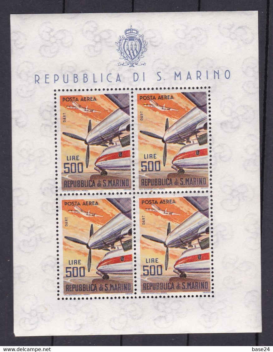 1965 San Marino Saint Marin 500 LIRE AEREO Foglietto MNH** Posta Aerea, Airmail Souvenir Sheet - Blocchi & Foglietti