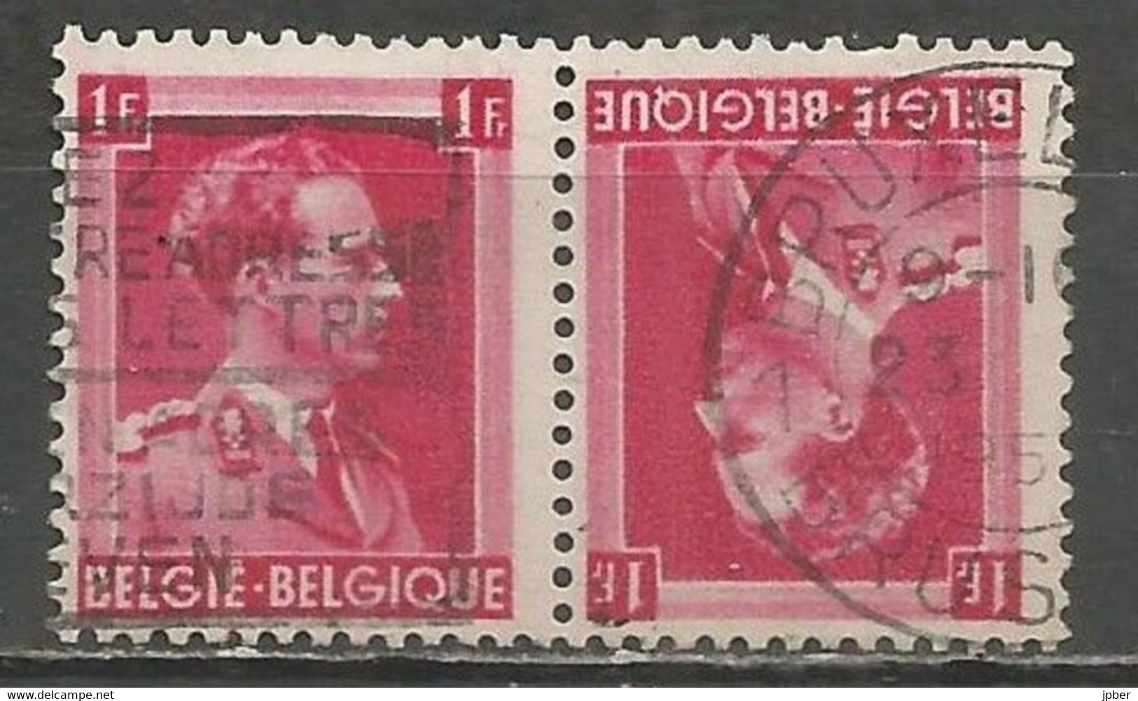 Belgique - Léopold III Col Ouvert Tête-bêche N° KP22 Obl. - Tête-bêche [KP] & Interpanneaux [KT]