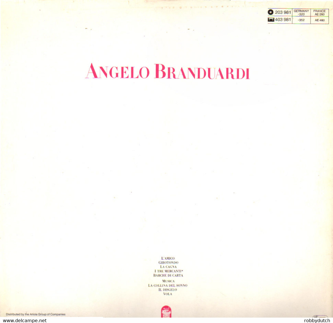 * LP * ANGELO BRANDUARDI - SAME  (L' Amico) (Germany 1981) - Altri - Musica Italiana