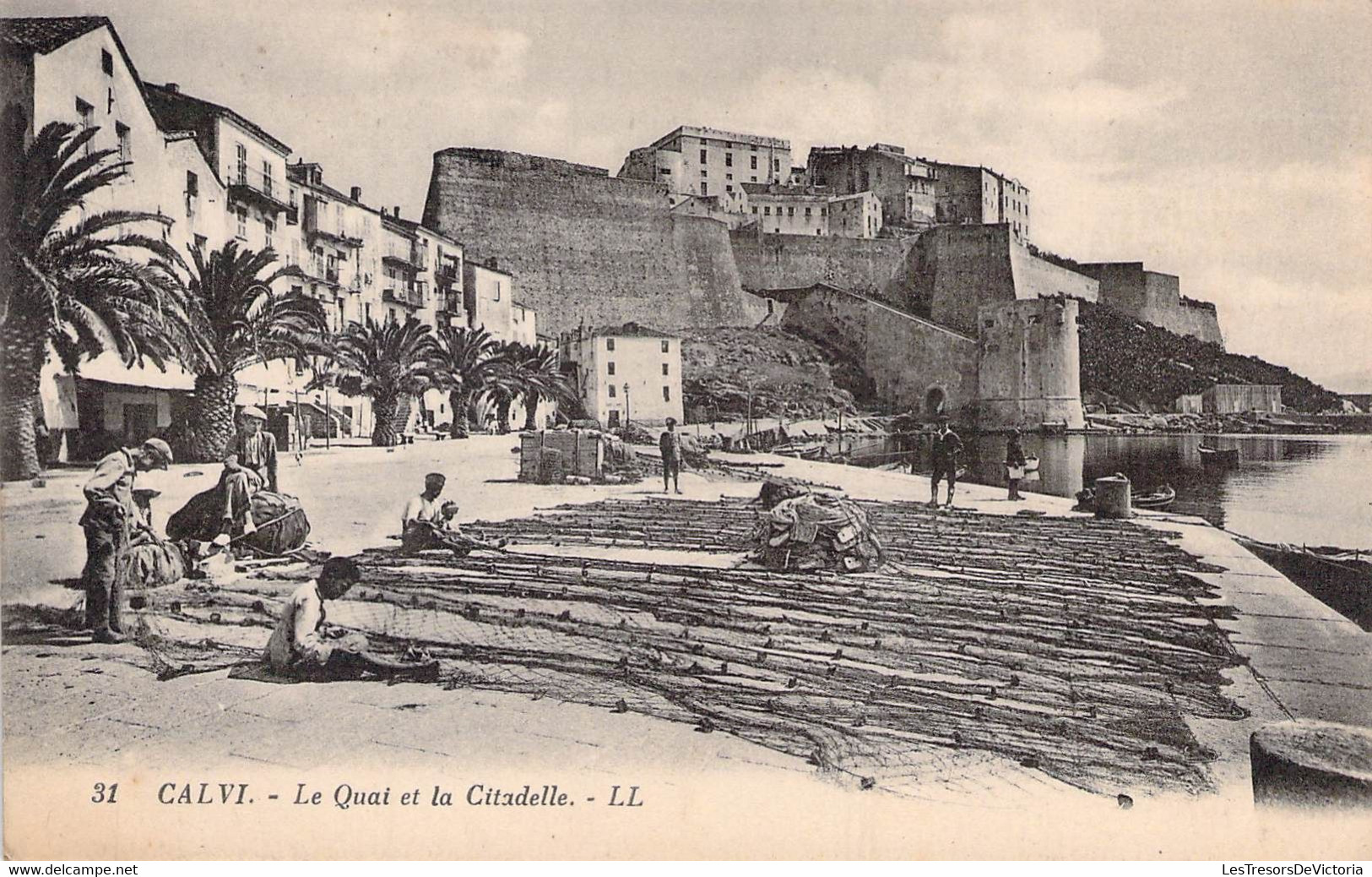 CPA Calvi - Corse - Le Quai Et La Citadelle - LL - Pecheur - Filet - Palmier - Oblitérée à Calvi Le 26 6 10 - Other & Unclassified