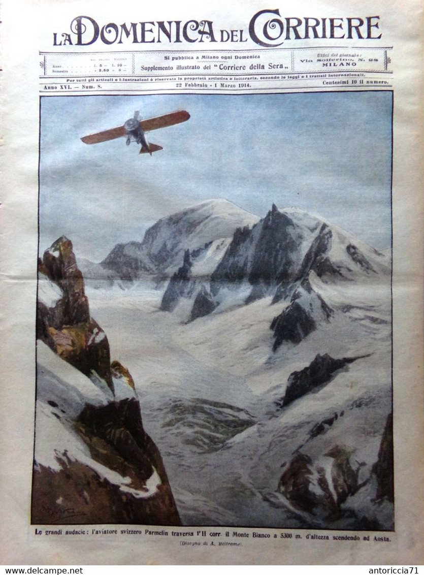 La Domenica Del Corriere 22 Febbraio 1914 Crisi Acqua Dolci Edison Trasfusione - Oorlog 1914-18