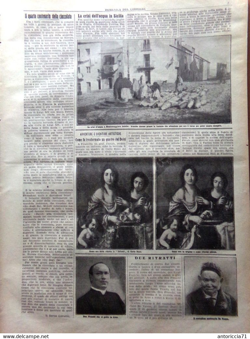 La Domenica Del Corriere 22 Febbraio 1914 Crisi Acqua Dolci Edison Trasfusione - Oorlog 1914-18