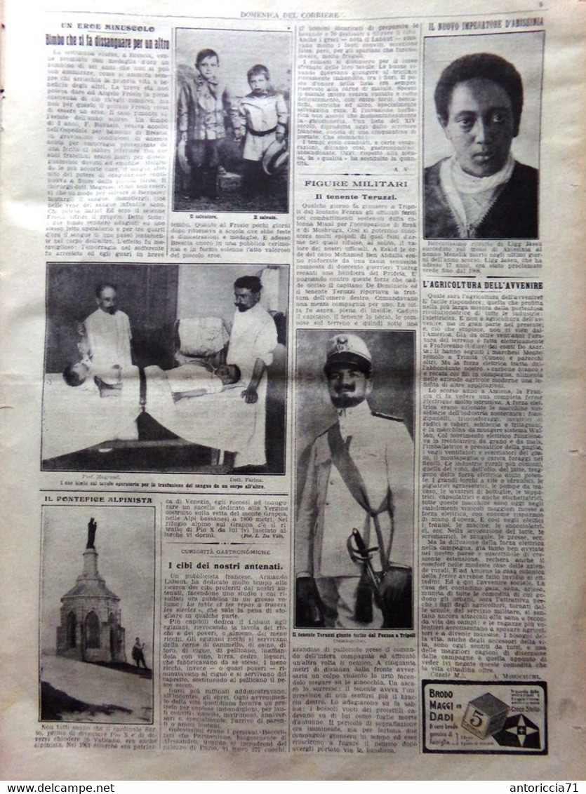 La Domenica Del Corriere 22 Febbraio 1914 Crisi Acqua Dolci Edison Trasfusione - Guerra 1914-18