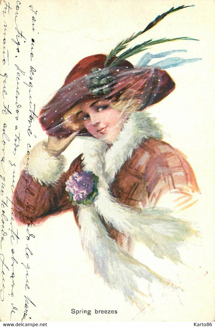 mode & femmes en coiffes ou chapeaux * 13 CPA illustrateur * hat chapeau * vêtements habits art déco art nouveau