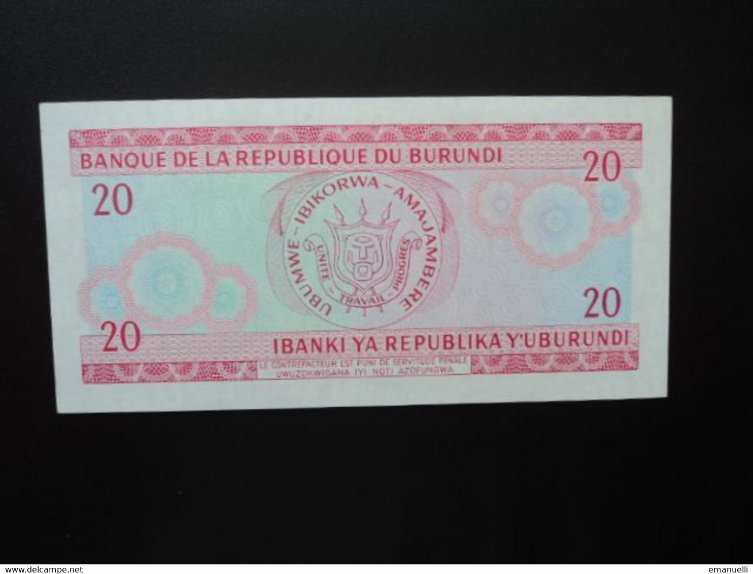 BURUNDI * : 20 FRANCS   01-7-1977     P 27a       NEUF ** - Burundi