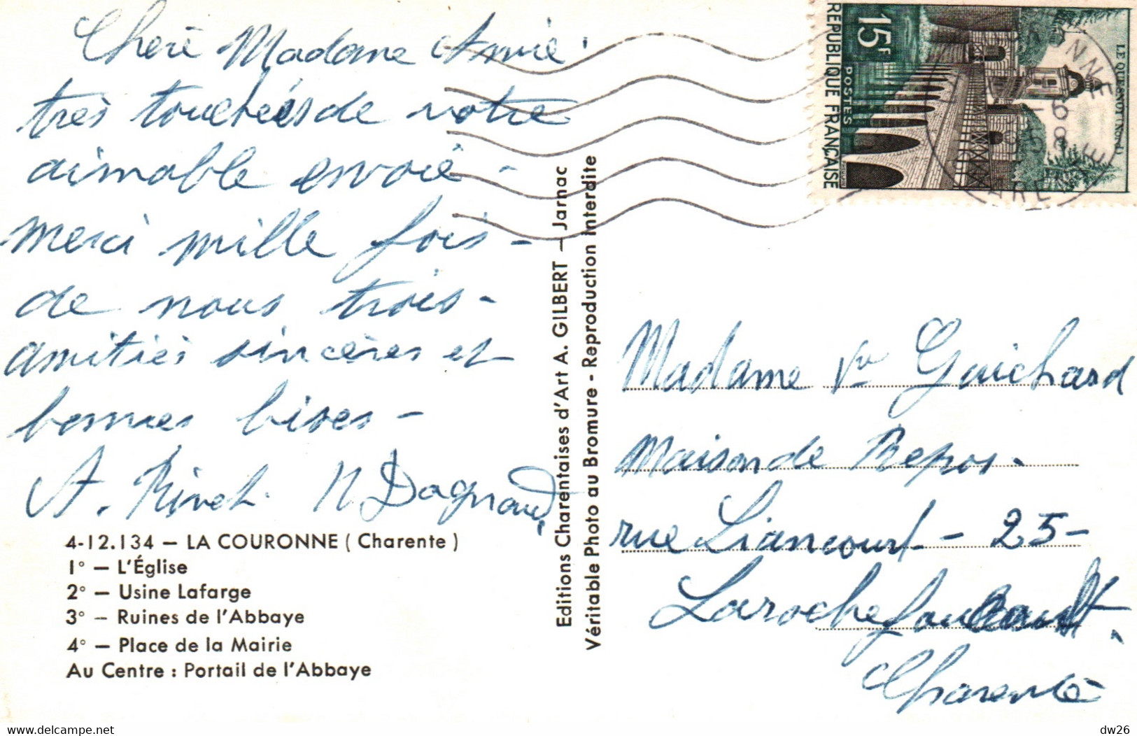 Souvenir De La Couronne (Charente) Multivues (L'Eglise, Usine Lafarge, Abbaye...) Edition Gilbert - Carte N° 4.12.134 - Souvenir De...