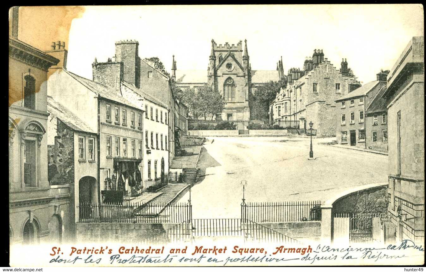 Armagh St Patrick's  Cathedral And Market Square Lawrence Carte Tachée Spoted Card - Armagh