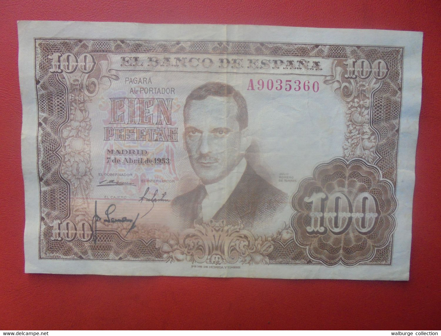 ESPAGNE 100 PESETAS 1953 "A" Circuler (L.5) - 100 Pesetas